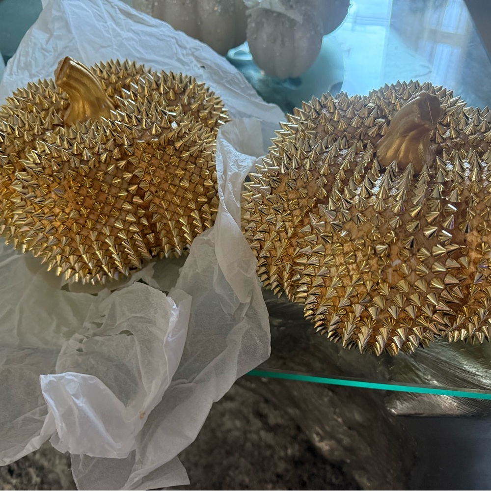 Gold Spiked Decorative Pumpkins z gallerie set of 2